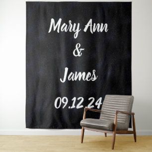 Personalised Wedding Backdrop Pink Gold Lights Tapestry