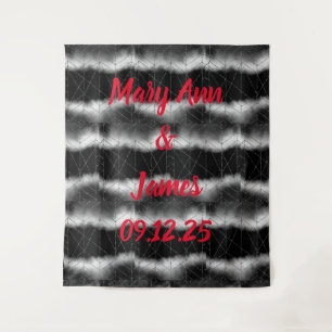 Personalised Wedding Backdrop Pink Gold Lights Tapestry