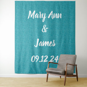 Personalised Wedding Backdrop Teal Green Tapestry