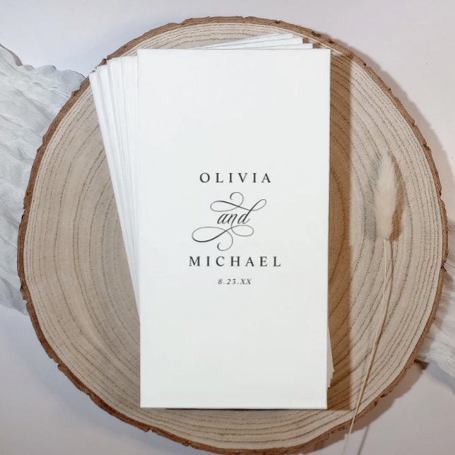 Personalised Wedding Bathroom Towels for Restroom Napkin (Elegant personalized bathroom guest towels for weddings with couple’s names in script.)