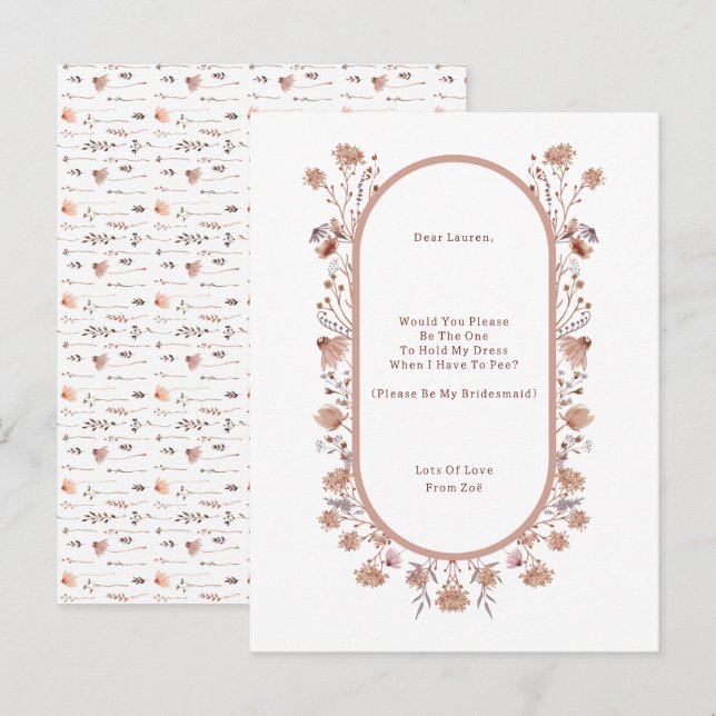 Personalised Wedding Be My Bridesmaid Invitation. Postcard (Front/Back)