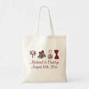 Personalised Wedding Bells Flowers Bow Tie Tote Bag