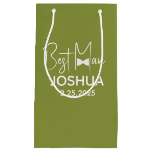 Personalised Wedding Best Man Elegant Green Small Gift Bag