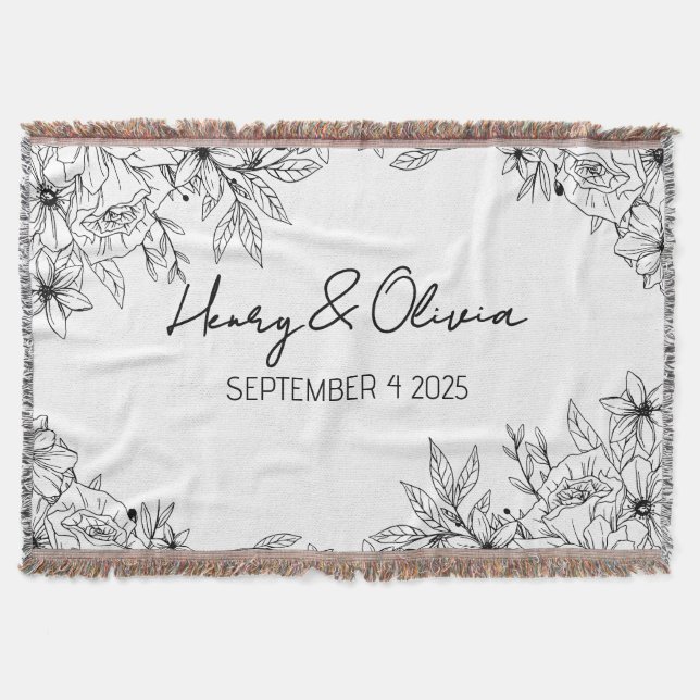 Personalised Wedding Blanket with Names & Date (Front)