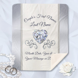 Personalised Wedding Blankets Throws Heart Diamond