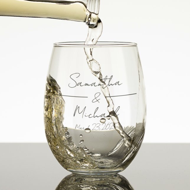 Personalised Wedding Bride Groom Favour Stemless Wine Glass (Creator Uploaded)