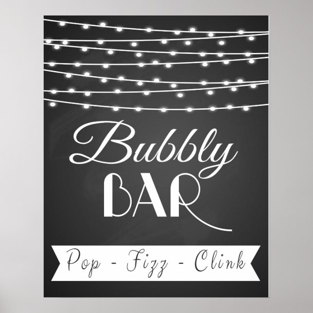 Personalised wedding "Bubbly Bar" chalkboard print (Front)
