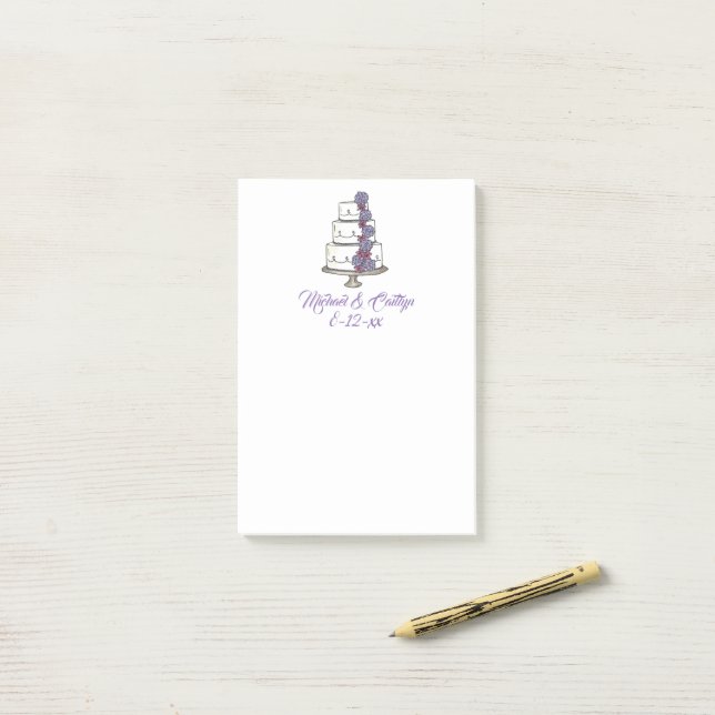 Personalised Wedding Cake Date Names Post Its Post-it Notes (On Desk)