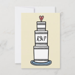 Personalised Wedding Cake Illustration RSVP Invitation