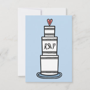 Personalised Wedding Cake Illustration RSVP Invitation