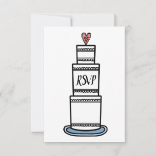 Personalised Wedding Cake Illustration RSVP Invitation