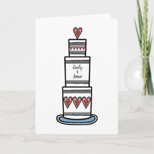 Personalised Wedding Cake Illustration Wedding Card