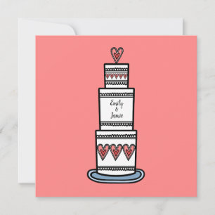 Personalised Wedding Cake Illustration Wedding Invitation