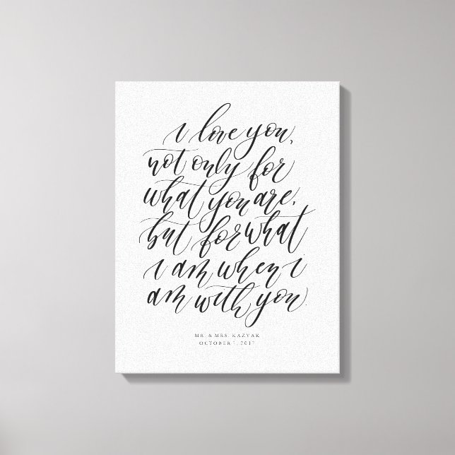 Personalised Wedding Calligraphy Love Quote Sign (Front)