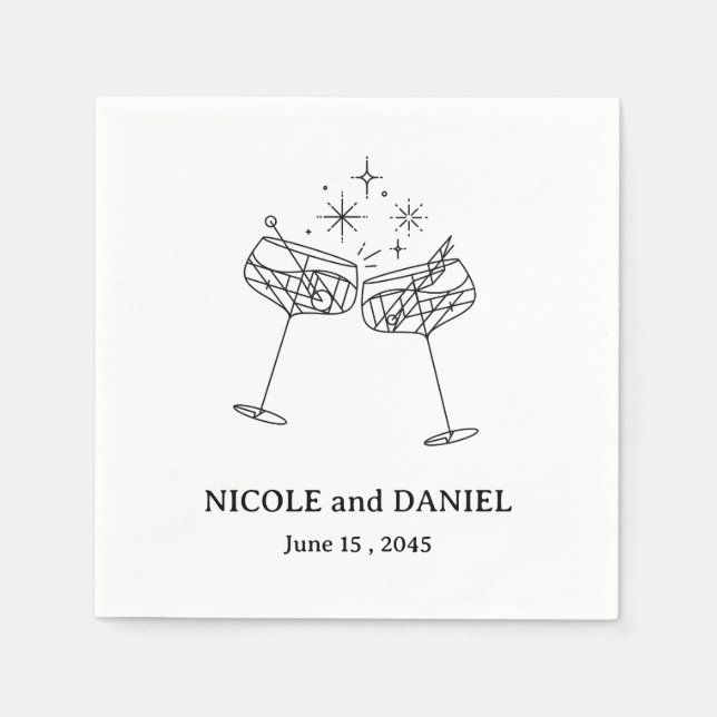 Personalised Wedding Cocktail  Napkin (Front)