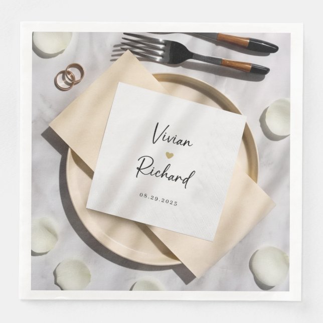 Personalised Wedding Cocktail Napkins | Custom Wed (Front)