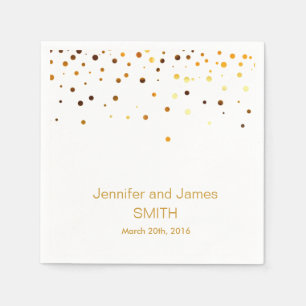 Personalised Wedding Confetti Spots Gold Glitter Napkin