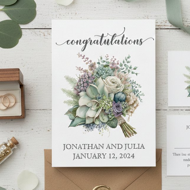 Personalised Wedding Congratulations Flowers Card (Creator Uploaded)