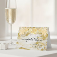 Personalised Wedding Congratulations Gold Floral