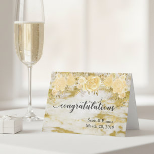 Personalised Wedding Congratulations Gold Floral Card