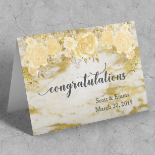 Personalised Wedding Congratulations Gold Floral Card