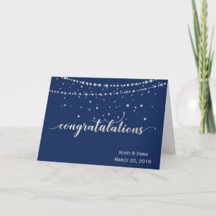 Personalised Wedding Congratulations Navy Silver Card