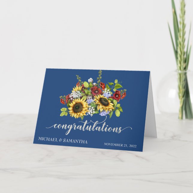 Personalised Wedding Congratulations Sunflower Card (Front)