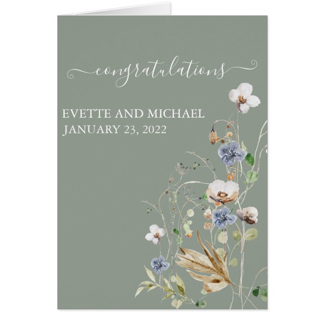 Personalised Wedding Congratulations Wild Flower  (Front)