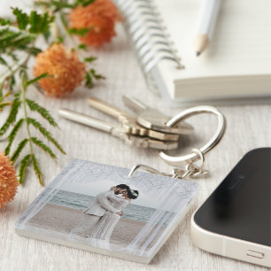 Personalised Wedding Couple Beach Scene Key Ring