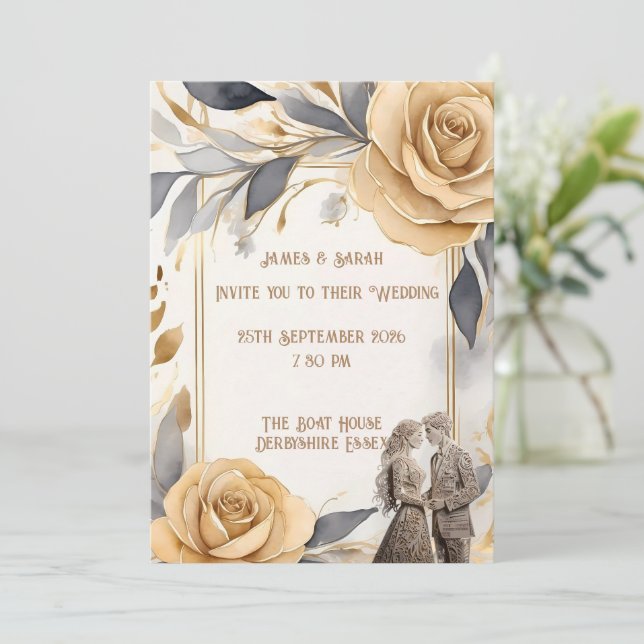 Personalised Wedding Couple's  Invitation (Standing Front)