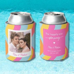 Personalised Wedding Custom Photo Retro Groovy Can Cooler
