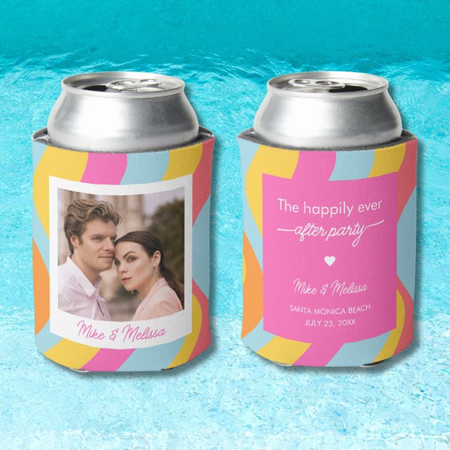 Personalised Wedding Custom Photo Retro Groovy Can Cooler (Creator Uploaded)