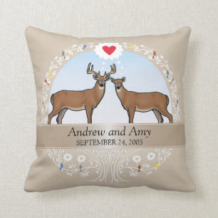 Personalised Wedding Date Anniversary, Buck & Doe Cushion