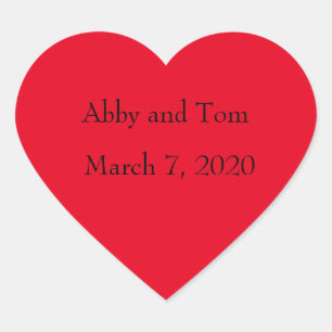 Personalised Wedding Date Red Heart Stickers