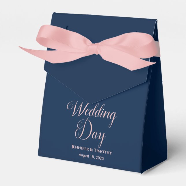 Personalised  Wedding Day Elegant Navy Blue Favour Favour Box (Front Side)