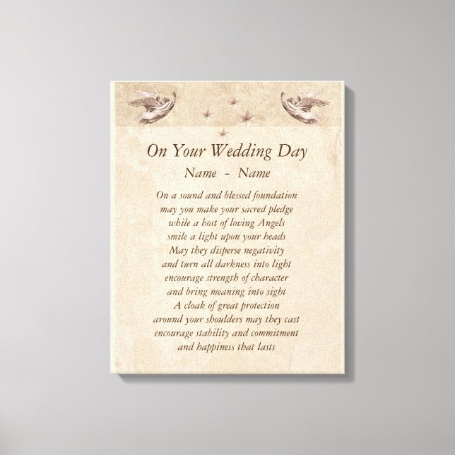 Personalised Wedding Day poem canvas art. (Front)