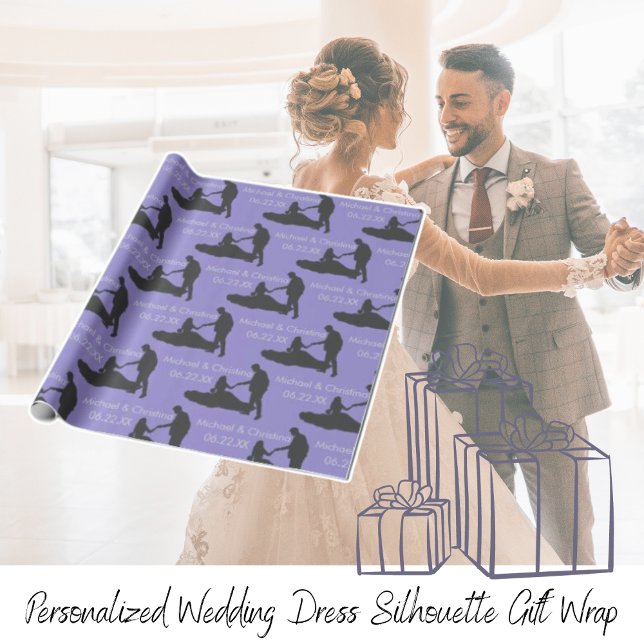 Personalised Wedding Dress Silhouette  Wrapping Paper (Personalized Wedding Dress Silhouette Wrapping Paper)
