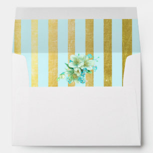 Personalised Wedding Envelope Aqua Blue Gold
