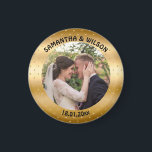 Personalised Wedding Favour | Gold |Photo Magnet<br><div class="desc">You can personalise this design by putting your own photo,  names of the couple and the date of the wedding. It has a trendy and glittery gold background.</div>