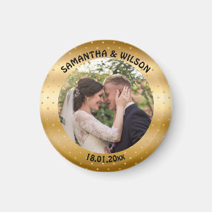 Personalised Wedding Favour Gold Photo Magnet