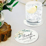 Personalised Wedding Favour Magnolia Eucalyptus Round Paper Coaster<br><div class="desc">Country rustic watercolor magnolia and eucalyptus with splash of gold wedding coasters featuring script and modern typography. Great for wedding favours.</div>