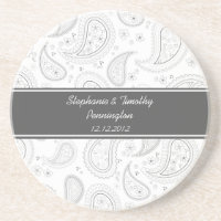 Personalised wedding favour paisley coaster