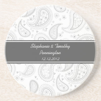 Personalised wedding favour paisley coaster