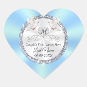 Personalised Wedding Favour Stickers, Heart Shaped Sticker