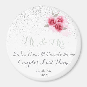 Personalised Wedding Favours Magnets, Mr and Mrs Magnet