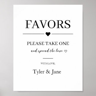 Personalised Wedding Favours Sign Black & White