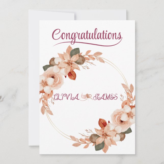 Personalised Wedding Floral Card | Newly Married  (Front)