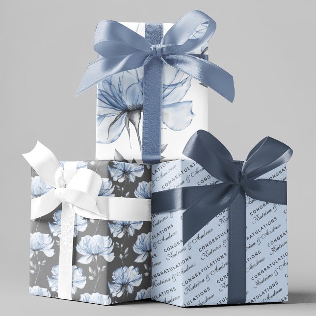 Personalised Wedding Floral Wrapping Paper Sheets (Celebrate a special couple with these personalized wrapping paper sheets! )