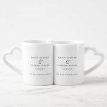 Personalised Wedding Gift Coffee Mug Set<br><div class="desc">Personalised wedding gift keepsake mug,  featuring the couple's names,  and wedding date. Matching mugs with heart shaped handles.</div>