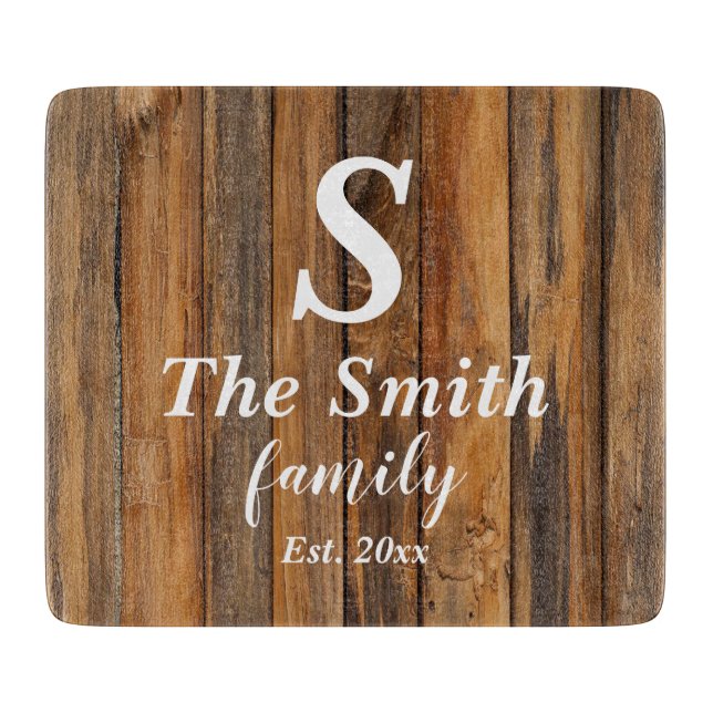 Personalised Wedding Gift Monogram Last Name Cutting Board (Front)
